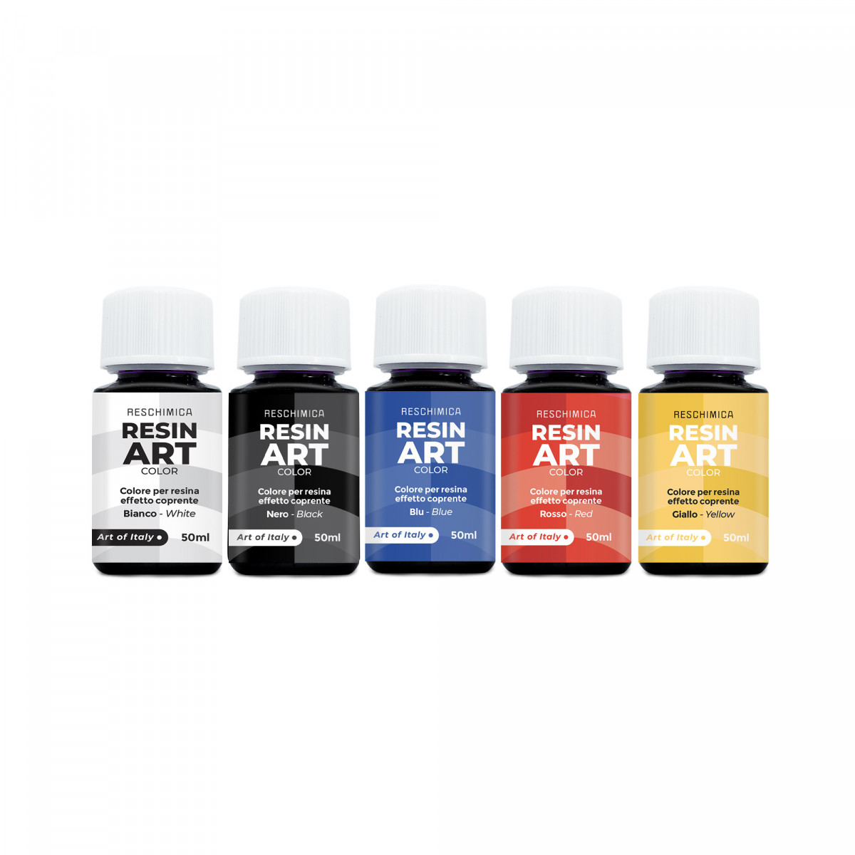 RESIN ART COLOR - Intensive und brillante Farben für Kunstharz in 5 Farben von 50ml (Deckungseffekt)
 Verpackung-Kompletter Bausatz