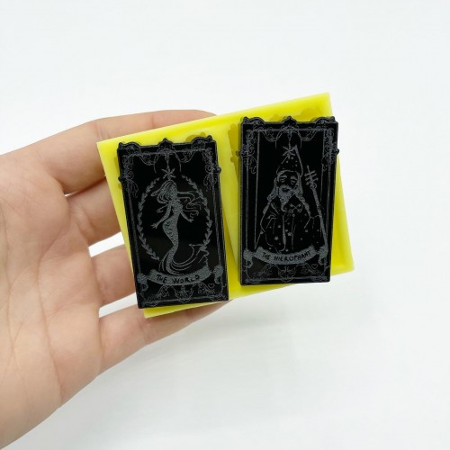 Tarocchi Cards Stampi in resina per portachiavi in resina in silicone in silicone 22 diversi tipi di carte di Arcana per Tarocchi 4 pezzi colore: Bianco 