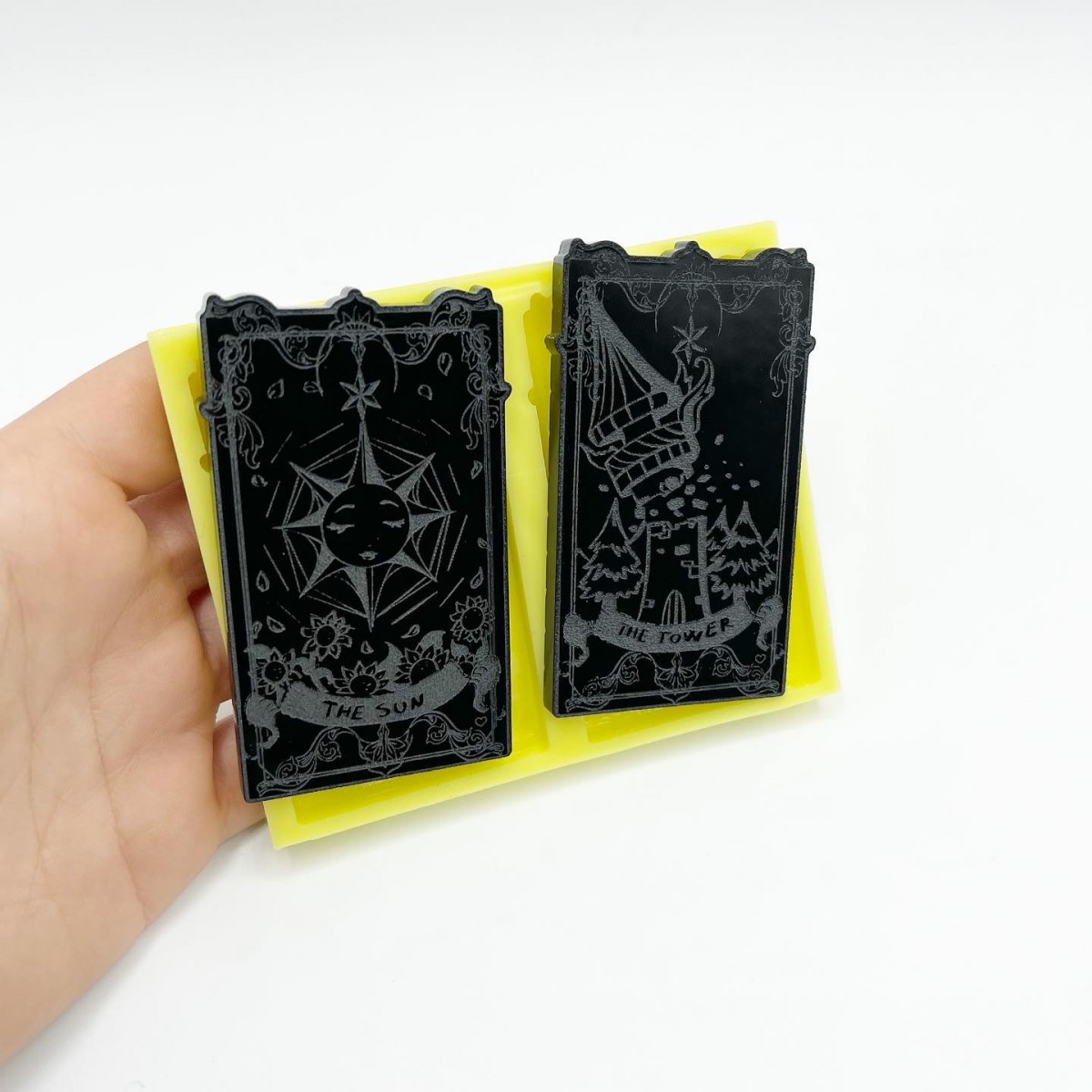Set of "The Sun" and "The Tower" Tarot Cards Mold - medium size