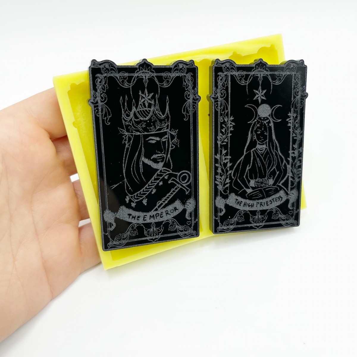 Set of "The Emperor" and "The High Priestess" Tarot Cards Mold - medium size