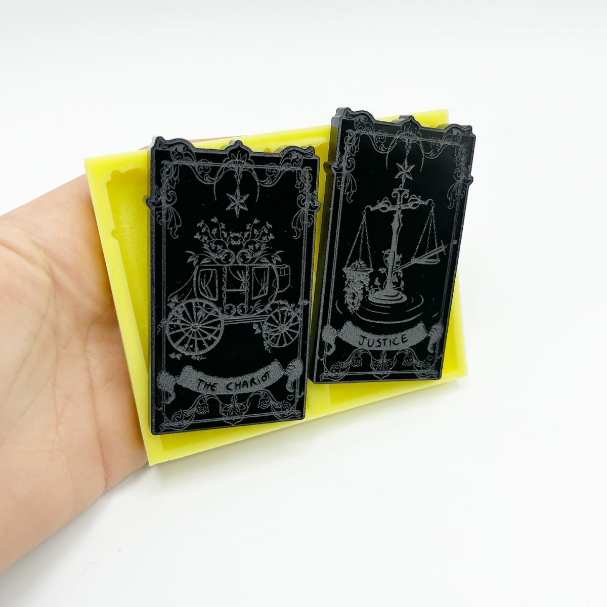 Set of "Justice" and "The Chariot" Tarot Cards Mold - medium size