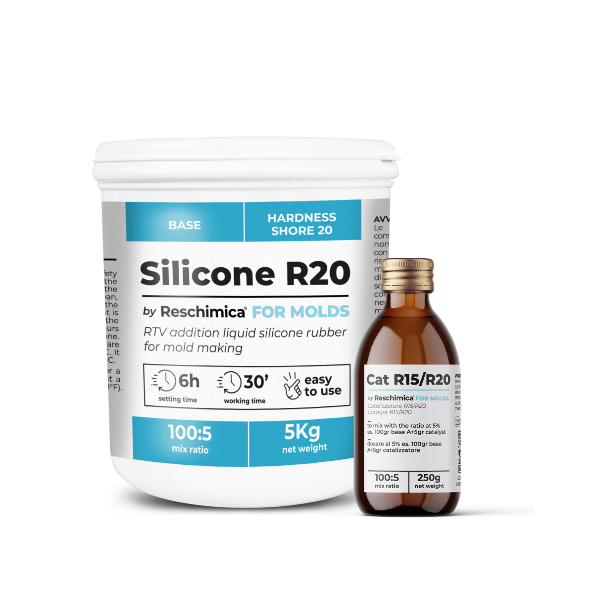 R20 - Gomma siliconica per condensazione, stampi di media durezza molto elastici