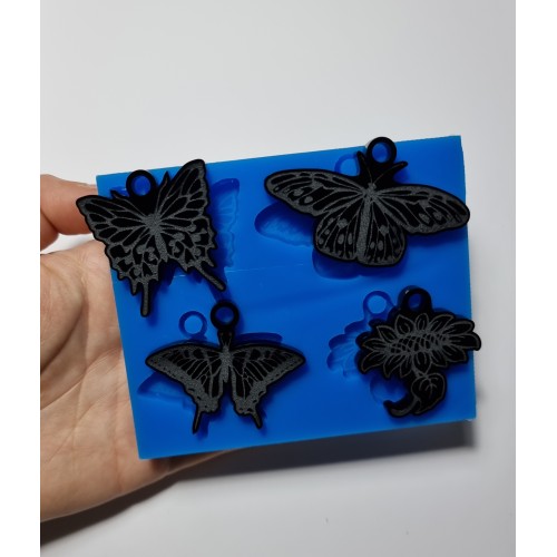 3 butterflies + flower mold| Silicone Molds | Reschimica