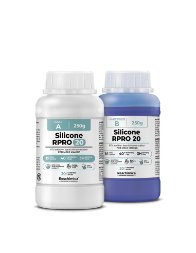 R PRO 20 - Silicone liquide pour moules de dureté moyenne 1:1, non toxique et facile à utiliser