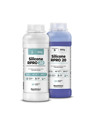 R PRO 20 - Gomma siliconica per stampi di media durezza 1:1, atossica e facile da usare