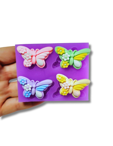 I mold 4 3D Butterflies with Flowers