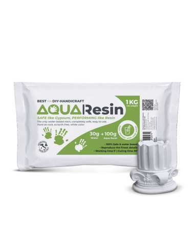 AQUA RESIN - Resina Mineral en Polvo Blanco, atóxica y segura, para mezclar con Agua
 Embalaje-1 KG