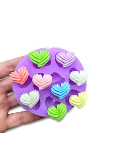 Juego de moldes 9 corazones 3D con efecto crema 2cm